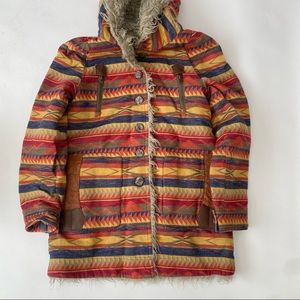 Donoratico is art for life  southwestern ikat faux shearling coat